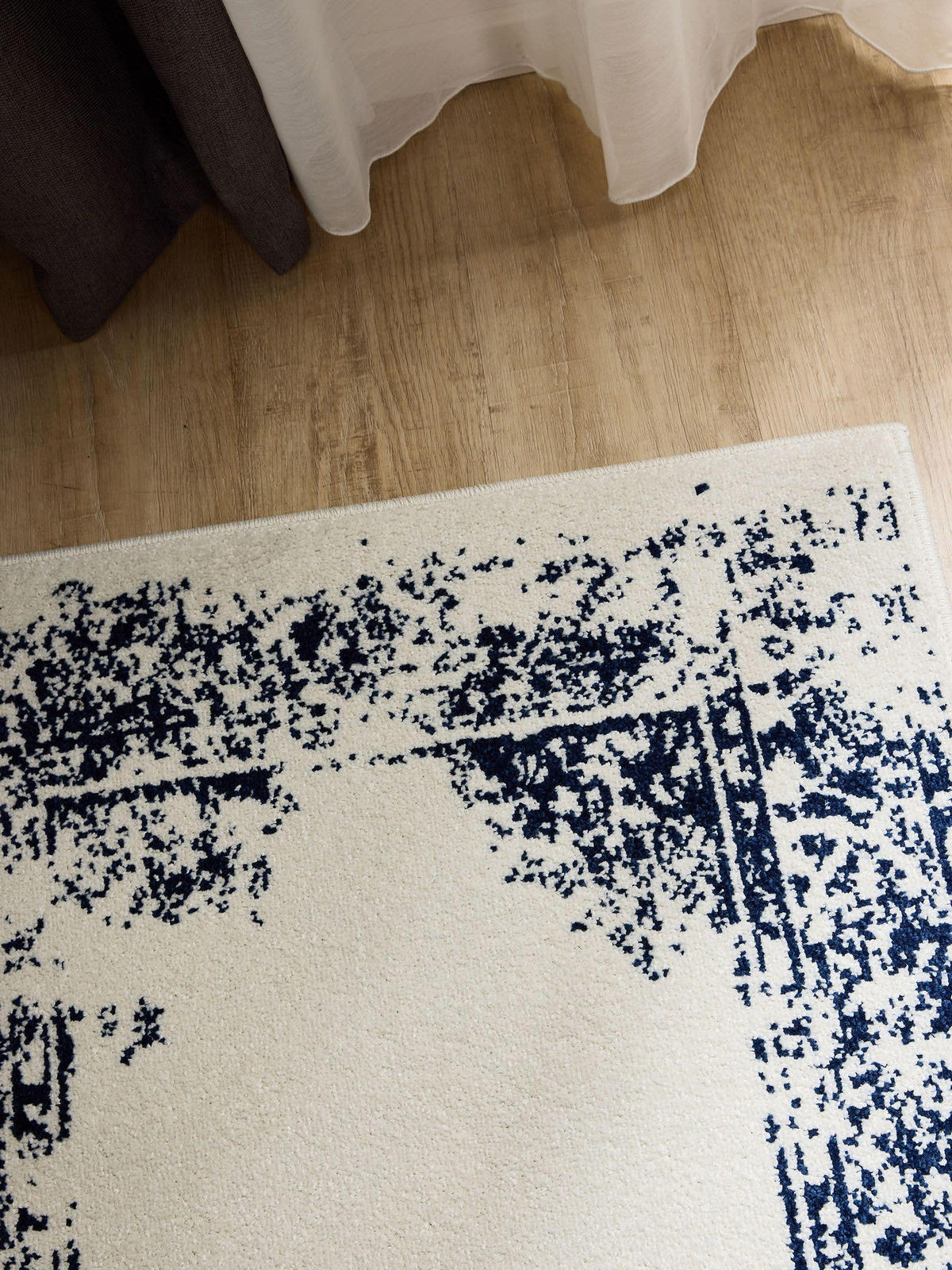 VINTAGE-LÄUFER Sia 80/240 cm - Blau/Creme, Kunststoff (80/240cm) - benuta