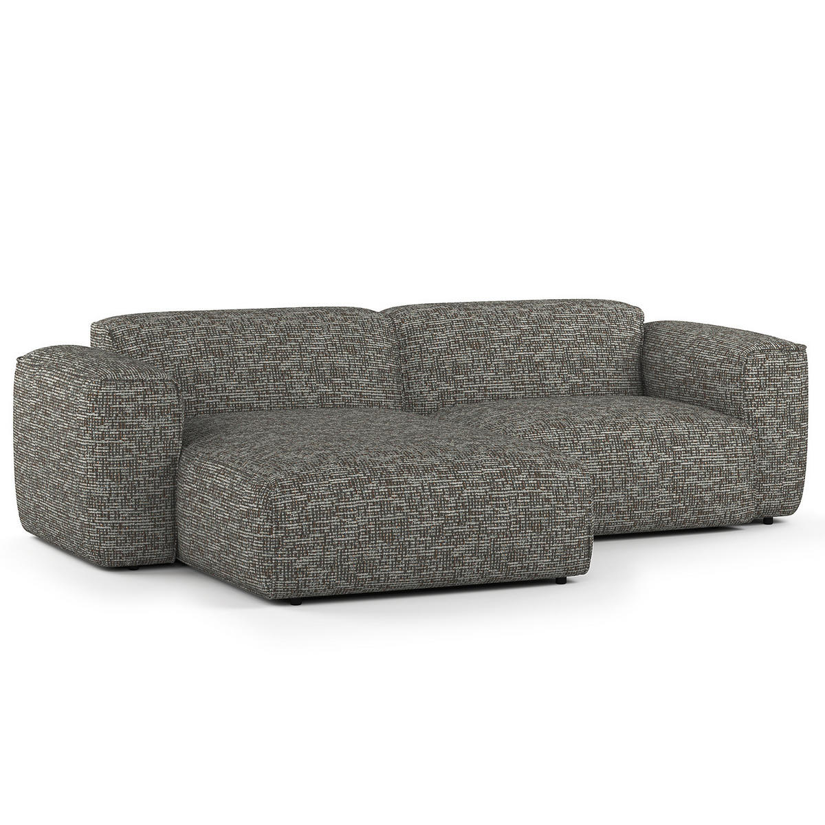 1,5-SITZER ECKSOFA mit Longchair - Schwarz/Grau, Kunststoff/Textil (260/173cm) - home24