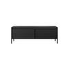 TV LOWBOARD SENSO Geriffelte MDF-Fronten, Push-to-Open, Metallbeine, 153x53,4x39,5 cm, Schwarz - Schwarz, Holz/Holzwerkstoff (154/54/40cm) - DomoHome