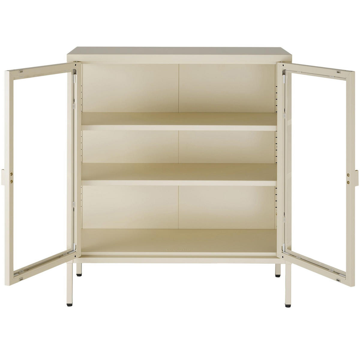 METALLVITRINE Baker, Kippschutz, höhenverstellbare Füße, creme - Creme, Metall (80/90.5/37cm) - tectake