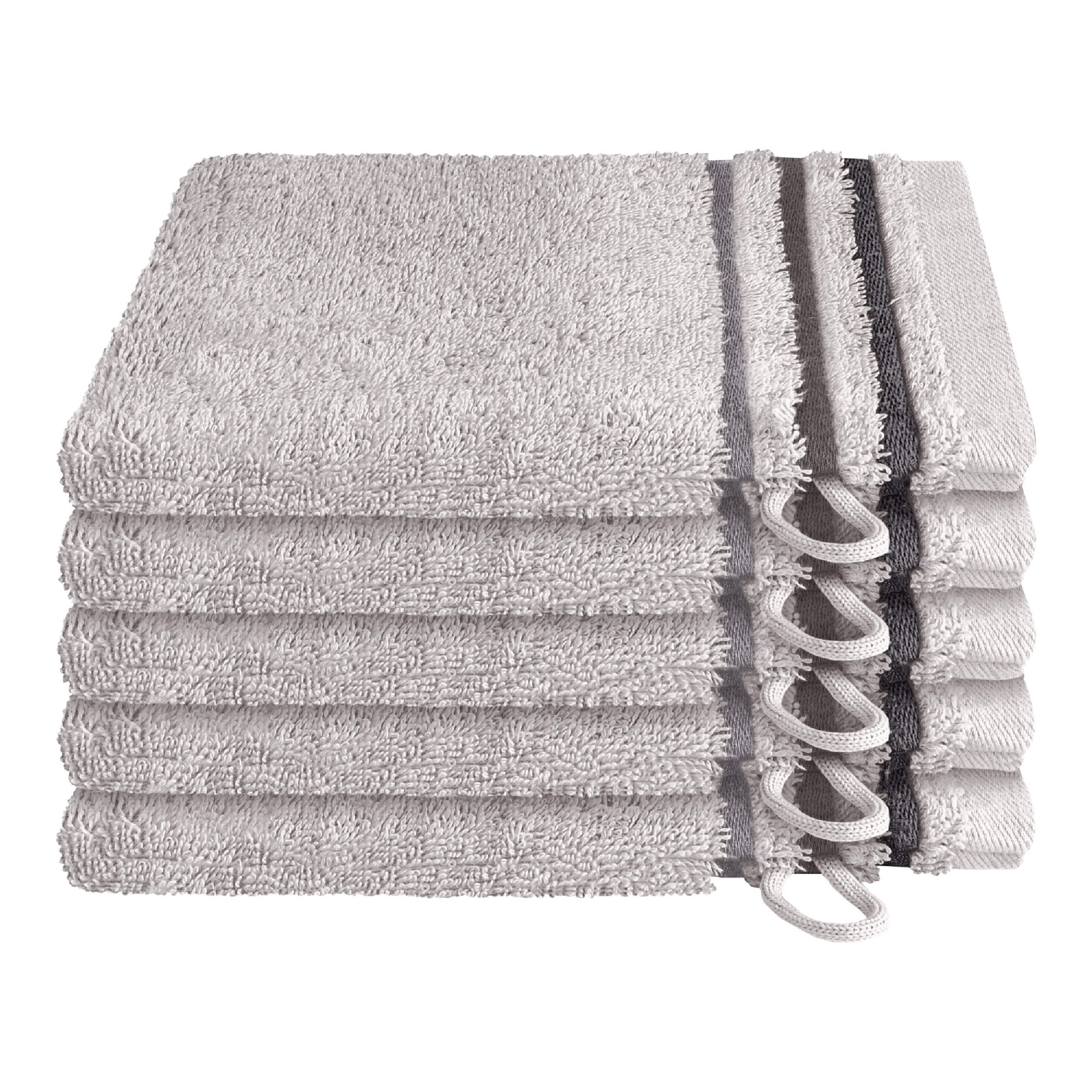 WASCHHANDSCHUHSET Skyline Color - 5-teilig - 16 x 22 cm - Hellgrau - Hellgrau, Textil (16/22cm) - SCHIESSER