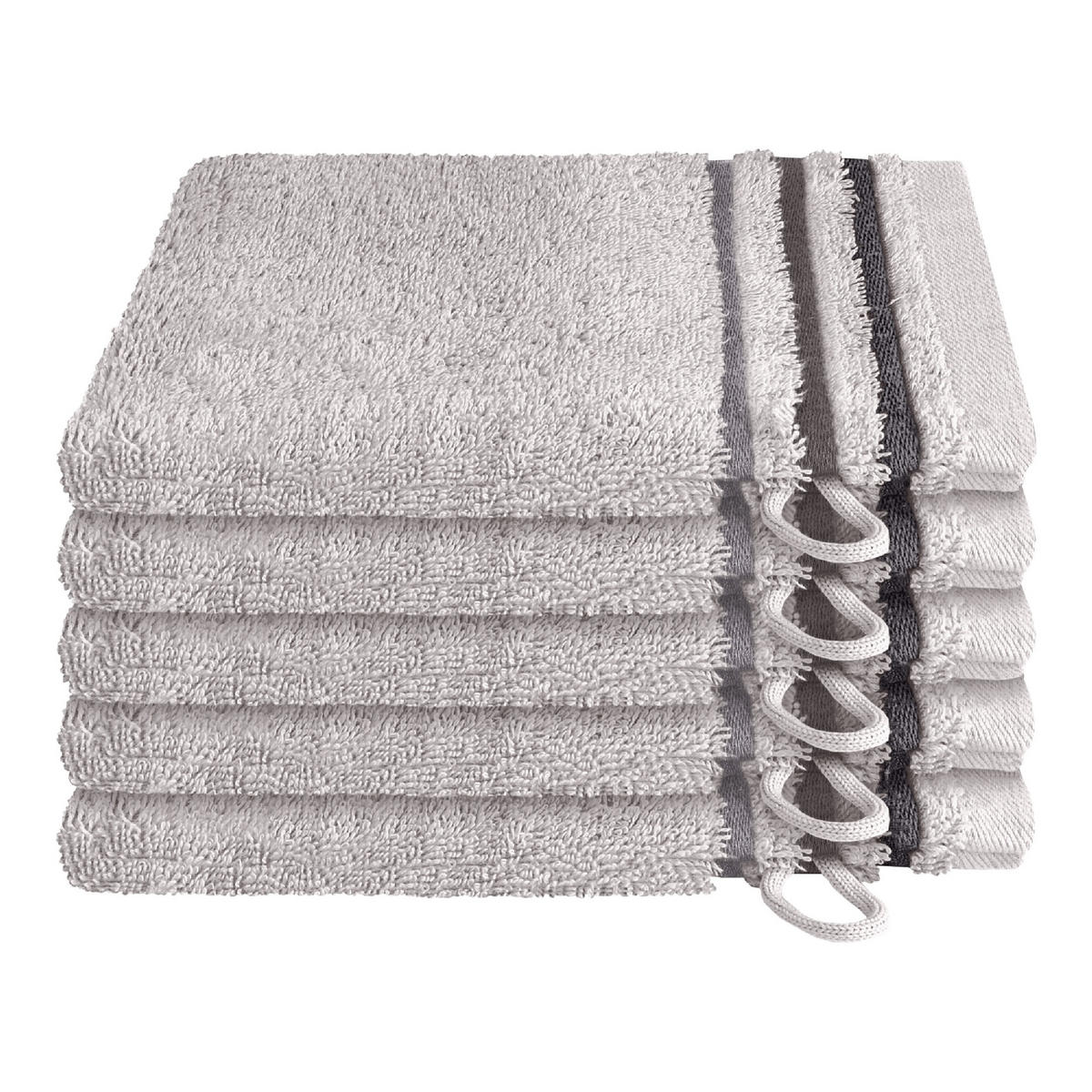 WASCHHANDSCHUHSET Skyline Color - 5-teilig - 16 x 22 cm - Hellgrau - Hellgrau, Textil (16/22cm) - SCHIESSER