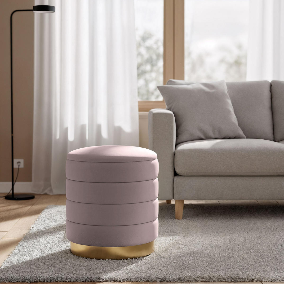 SITZHOCKER LUNA, Rosa, T40xB40xH44 - Pink, Holz (40/44/40cm) - Milordbikes