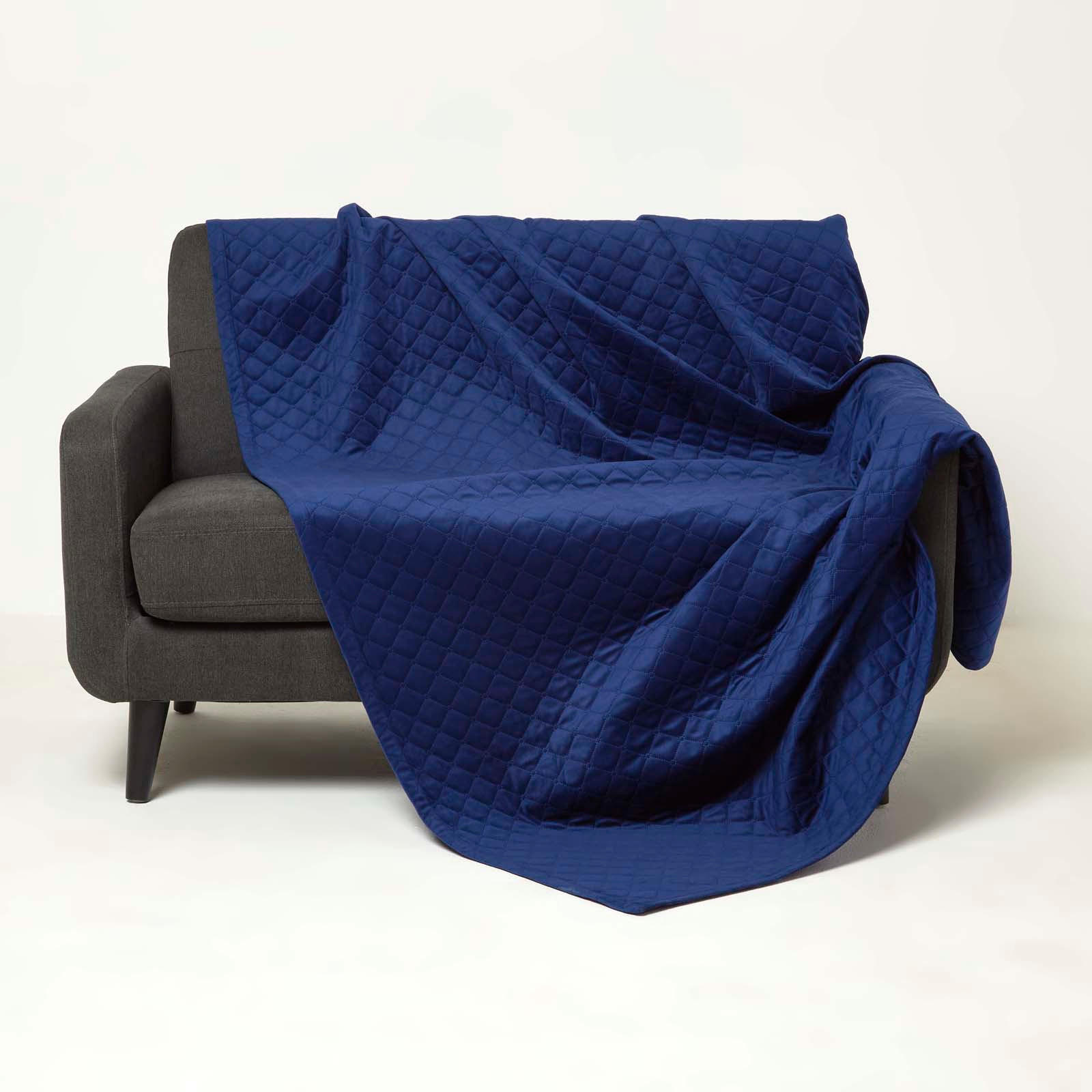 SAMT-WOHNDECKE 150/200 cm, gesteppt - Dunkelblau, Textil (150/200cm) - Homescapes