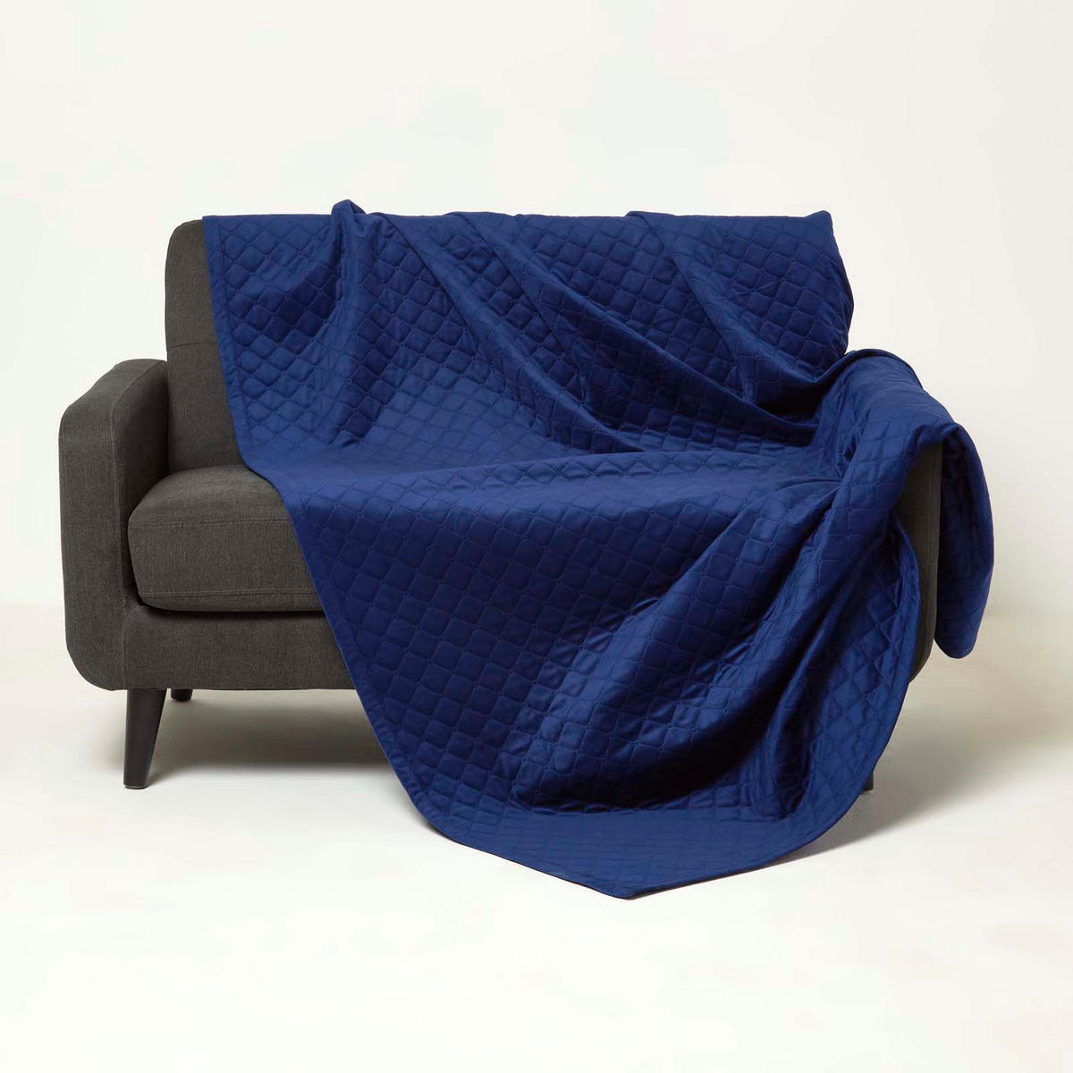 SAMT-WOHNDECKE 150/200 cm, gesteppt - Dunkelblau, Textil (150/200cm) - Homescapes