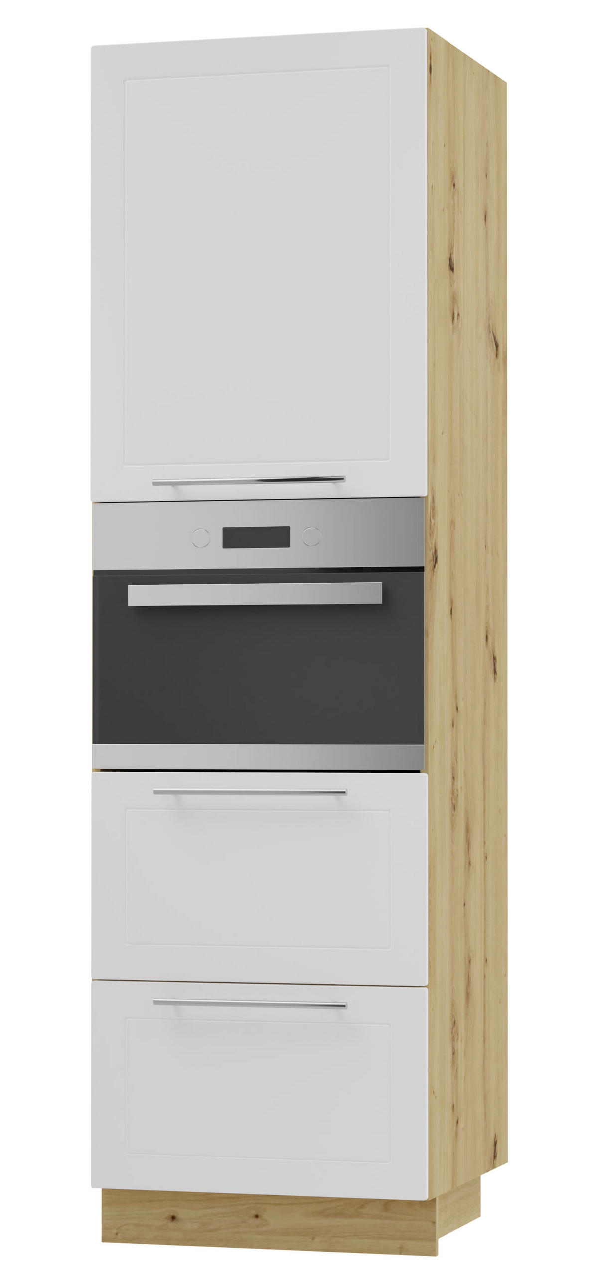 BACKOFEN-HOCHSCHRANK Kvantum D14/RU/2A/356 Weiß Matt / Eiche Artisan Matt 60 / 59 / 207cm - Eiche Artisan/Weiß, Holz/Holzwerkstoff (60/207/59cm) - Feldmann-Wohnen