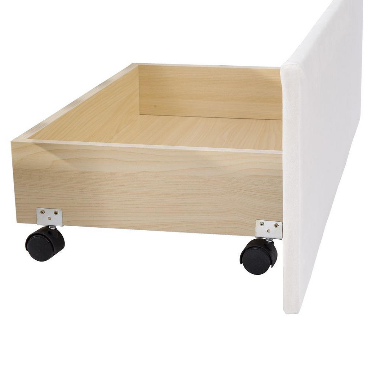 POLSTERBETT 140/200 cm in Samtstoff mit Schubladen - Beige, Holz/Textil (140/200cm) - KOMHTOM