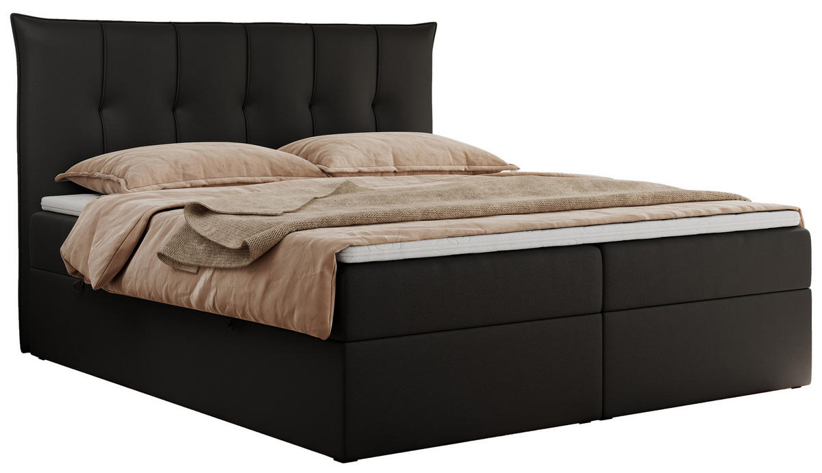 BOXBETT PREMIUM 10 140/200 Schwarz Kunstleder - H3 - Schwarz, Holz/Textil (140/200cm) - MKS