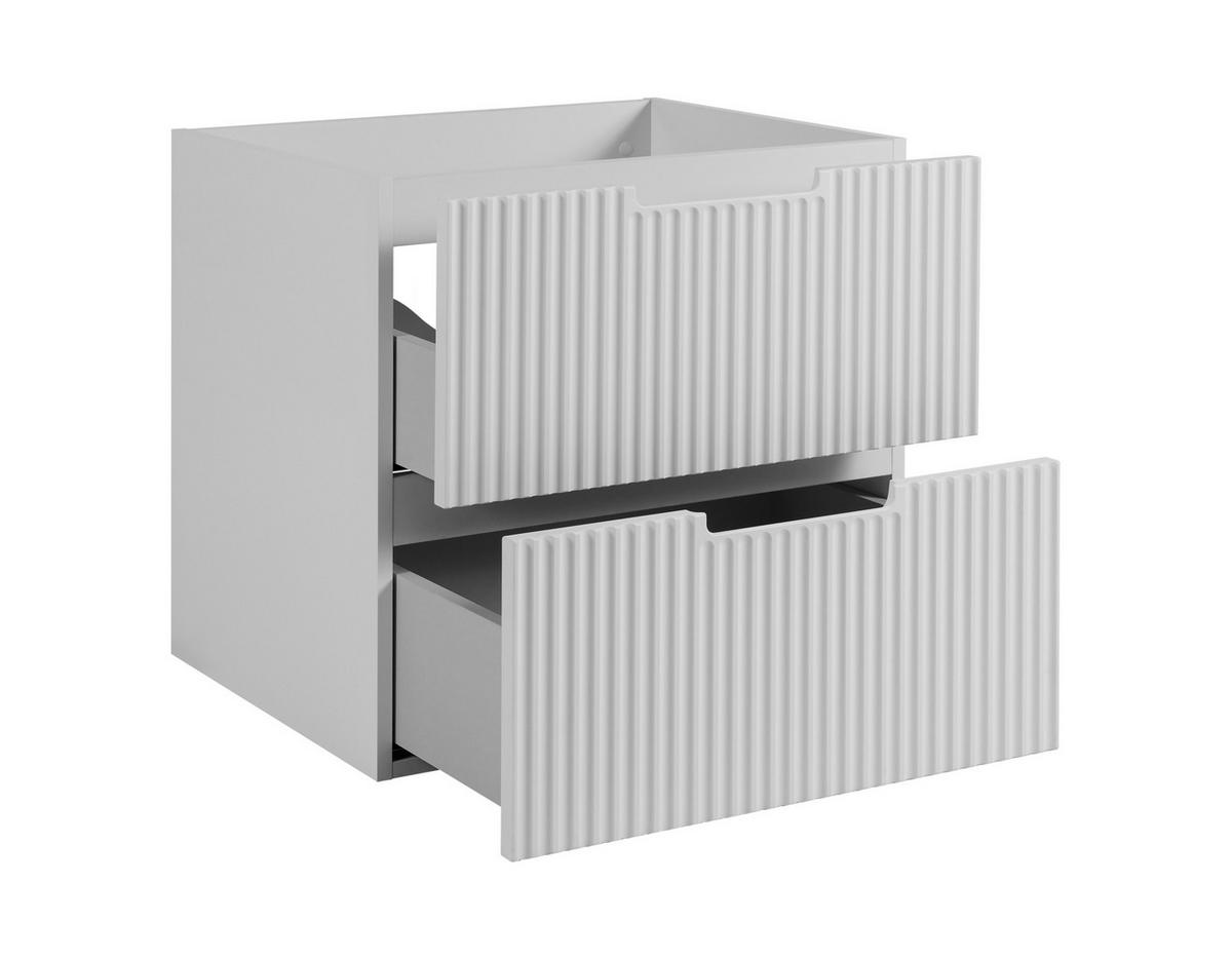 WASCHBECKUNTERSCHRANK VENA 120 cm mit Arbeitsplatte Farbe: Mattweiß gerillte Vorderseite Mattweiß - Weiß, Holzwerkstoff (120/58/46cm) - Rodan