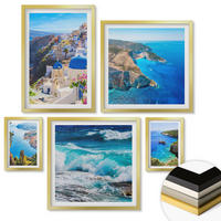WANDBILDER 5er Set - 50x50 cm & 20x30 cm & 40x60 cm Goldrahmen - Griechische Ansichten von Santorin Oia - Goldfarben, Kunststoff (40/60cm) - ArtPrintCave