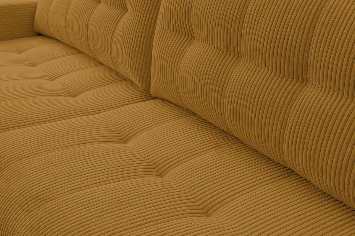 ECKSOFA Palermo mit Schlaffunktion und Bettkasten in Cordstoff - Dunkelgelb, Holz/Holzwerkstoff (245/143cm) - Ravio
