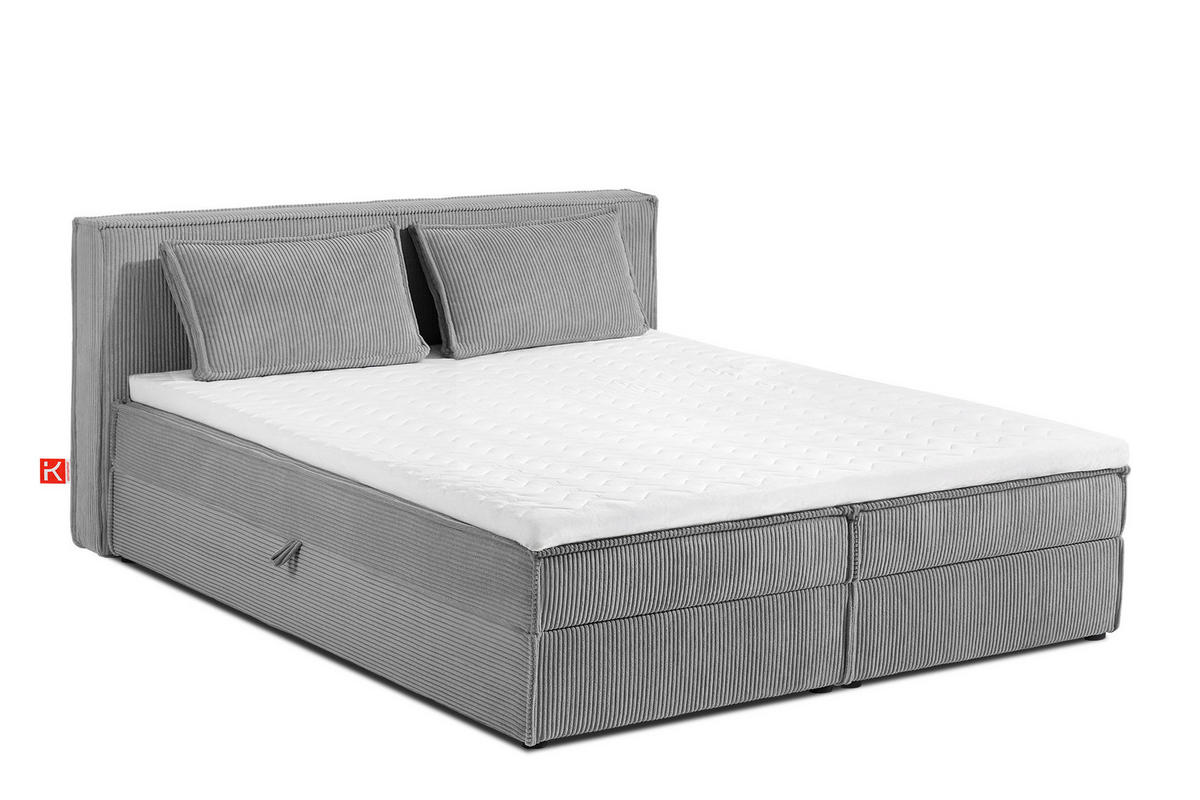 BOXSPRINGBETT ROTI mit Stauraum, hellgrau - Hellgrau/Schwarz, Holz/Holzwerkstoff (180/200cm) - KONSIMO®