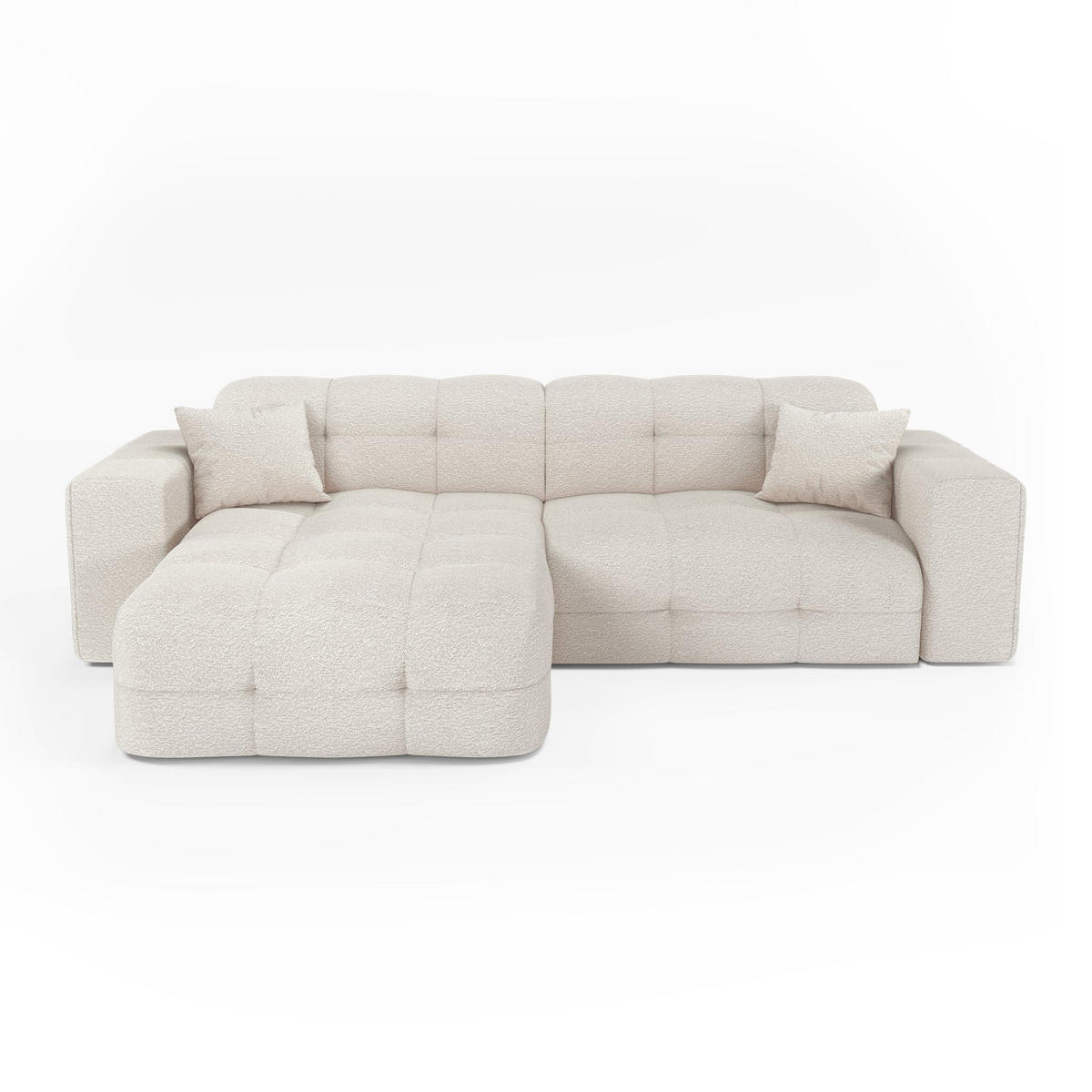ECKSOFA (links) COCOON Frottee Creme 230cm - Creme, Textil (230/155cm) - Premium Interiors