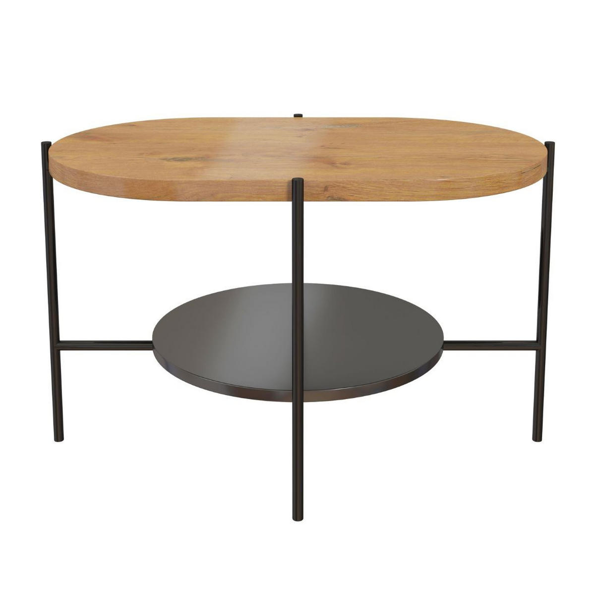 COUCHTISCH Arena Eiche, Schwarz, Oval - Eichefarben/Schwarz, Holzwerkstoff/Metall (50/80/50cm) - Dancan