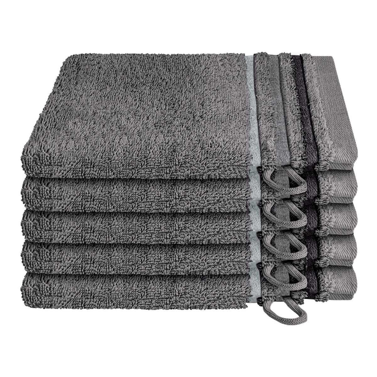 WASCHHANDSCHUHSET Skyline Color - 5-teilig - 16 x 22 cm - Dunkelgrau - Dunkelgrau, Textil (16/22cm) - SCHIESSER
