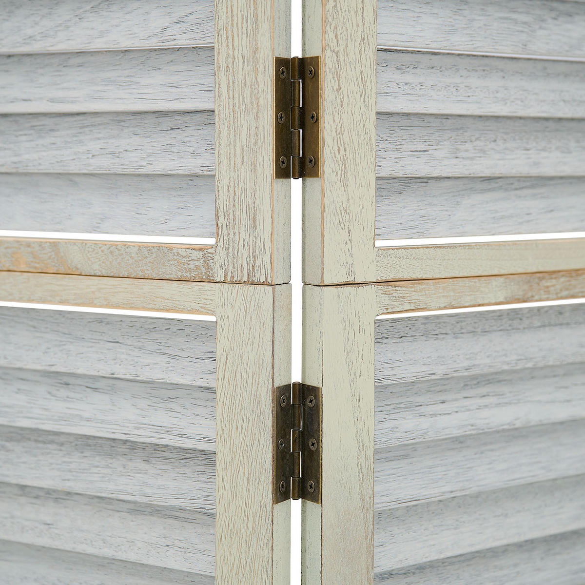 PARAVENT 3-tlg. 120/170 cm Weiß shabby washed - Weiß, Holz (120/170/2cm) - Homestyle4u