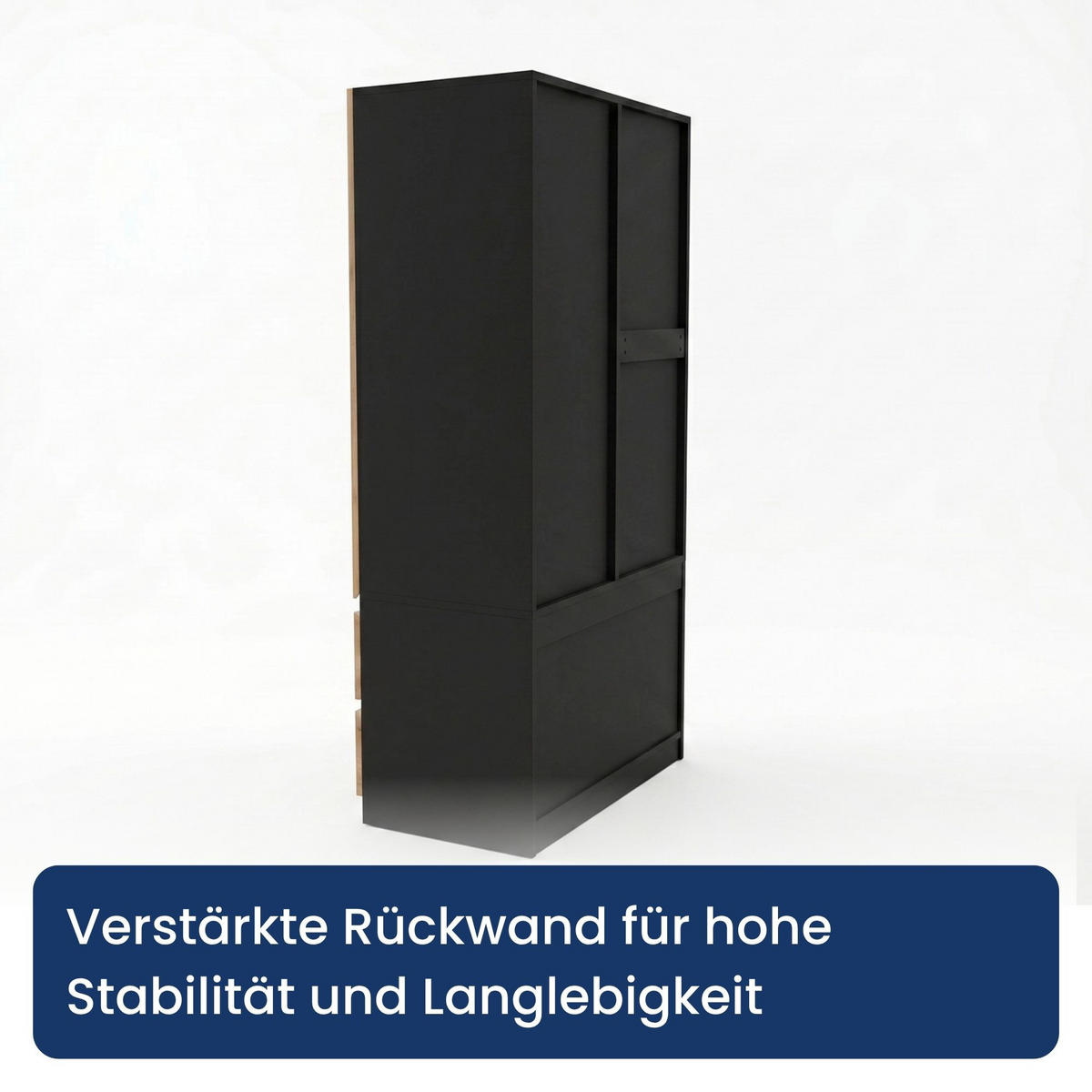KLEIDERSCHRANK mit 2 Türen und Schubladen in Schwarze Craft-Eiche - Schwarz/Naturfarben, Holzwerkstoff (90/180/50cm) - Home Collective