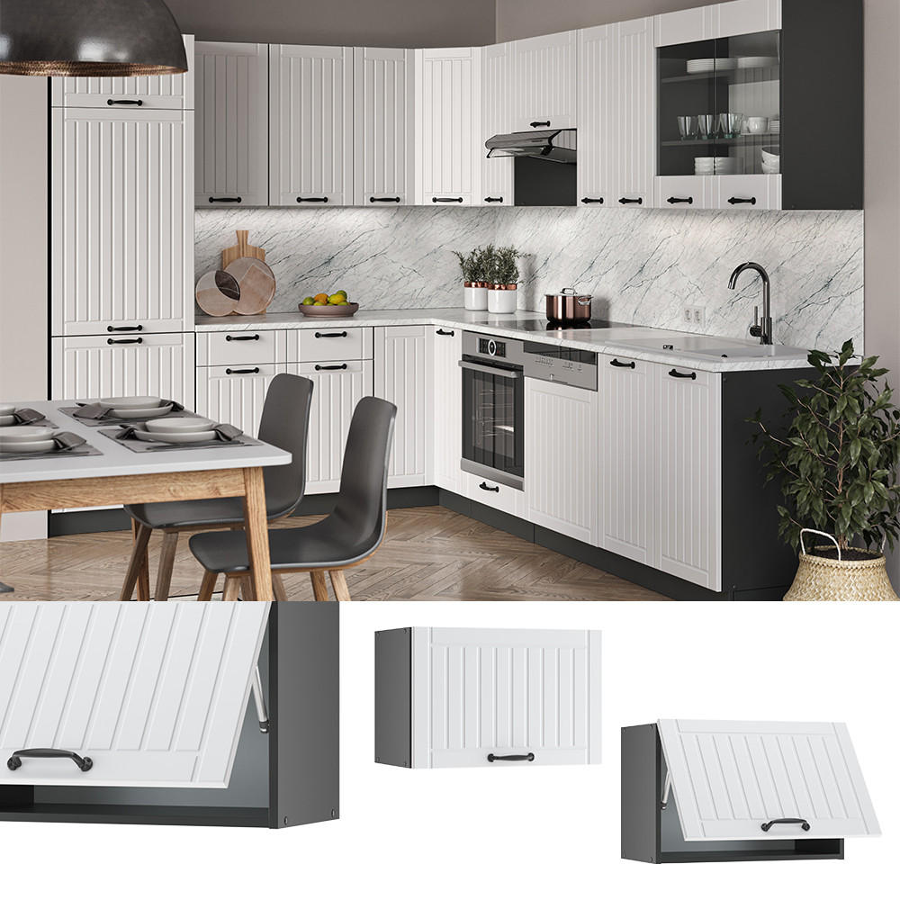 HÄNGESCHRANK Fame-Line Weiß Landhaus 60 cm Flach - Anthrazit/Creme, Holzwerkstoff (60/40/34.1cm) - Vicco