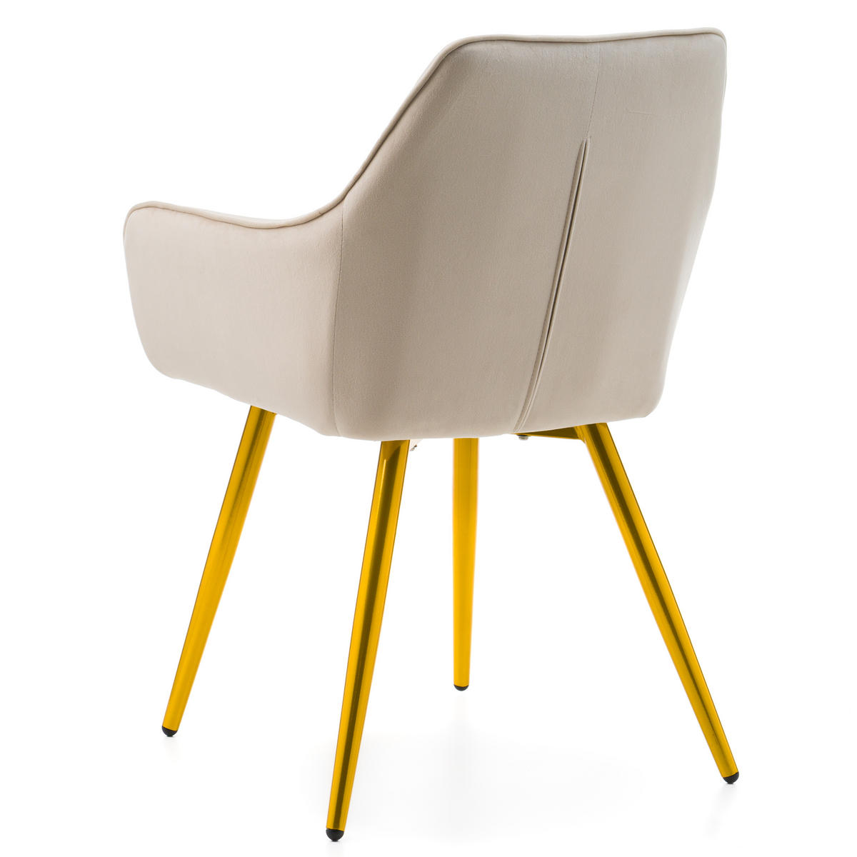 STUHL VASTO gepolstert mit Steppung - beige goldene Beine - Samt Velours - Ecru/Beige, Textil/Metall (58/87/60cm) - NEW HOME
