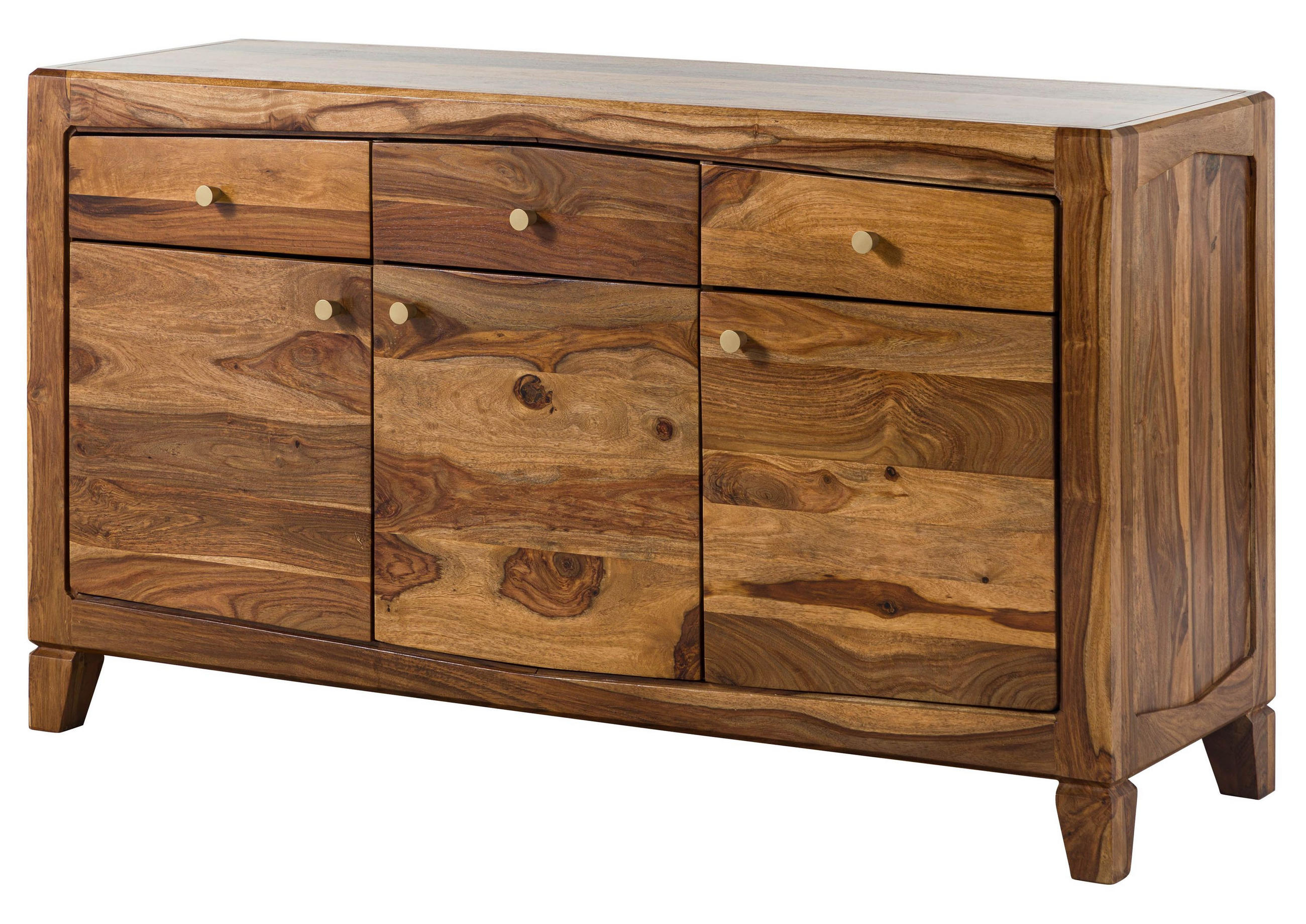 SIDEBOARD Sheesham 140x45x80 braun lackiert ANCONA #122 - Braun, Holz (140/80/45cm) - Massivmoebel24