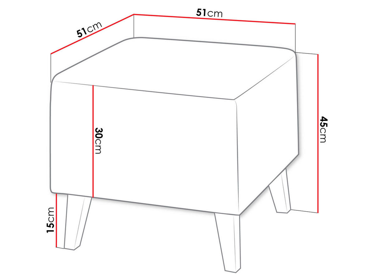 POLSTERHOCKER Oviedo - Gelb, Holz/Kunststoff (51/45/51cm) - MIRJAN24
