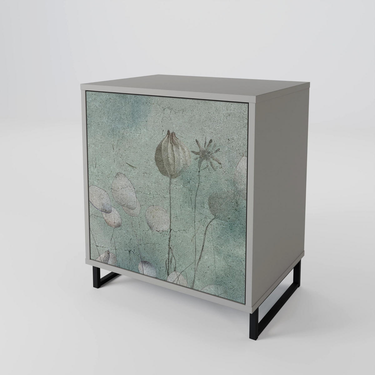 SIDEBOARD NIGHT LADY, Grau, 57,5x42x77,5 cm, Schräge Buchenholzfüße - Buchefarben/Multicolor, Holzwerkstoff/Buchenholz (57.5/77.5/42cm) - SpaceRebels