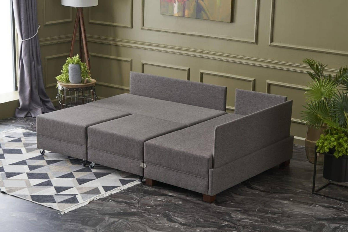 ECKSOFA mit rollbarer Schlaffunktion - Taupe/Beige, Holz/Textil (210/280cm) - myHomelando