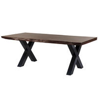 BAUMTISCH Akazie 220x100x77 braun lackiert / X-Beine anthrazit glänzend FREEFORM 5 - Braun, Holz (220/100/77cm) - Massivmoebel24