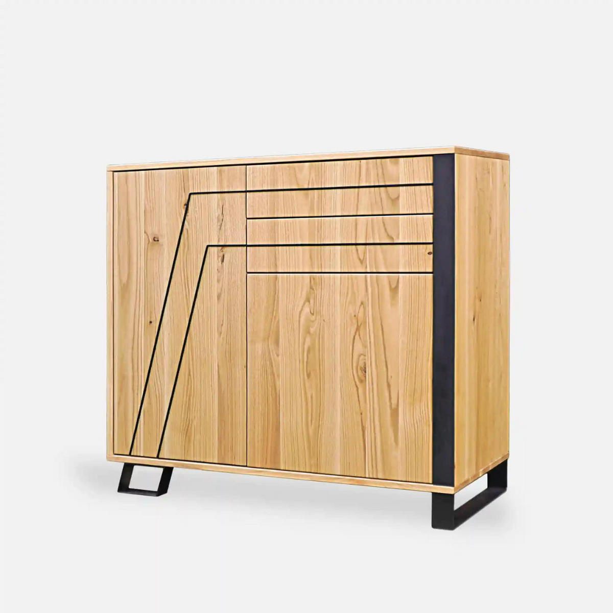 EICHENKOMMODE aus Massivholz für das Wohnzimmer BORA - Eichefarben, Holz (110/100/45cm) - Rawood Furniture