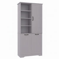 HOCHSCHRANK (Bad) Grau mit Doppel-Wäschekorb - Grau, Holzwerkstoff (78/172.7/35cm) - Urban Meuble