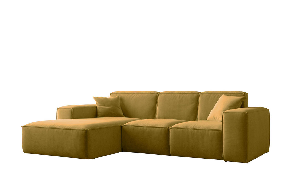 ECKSOFA L-Form Siena Stoff Salvador Gelb Links - Gelb, Holz (165/266cm) - Kaiser Möbel