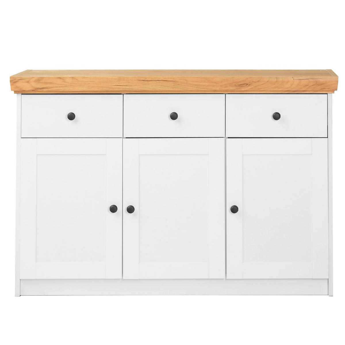SIDEBOARD 122/82/42 cm in weiß natur - Schwarz/Weiß, Holz/Metall (122/82/42cm) - Homestyle4u