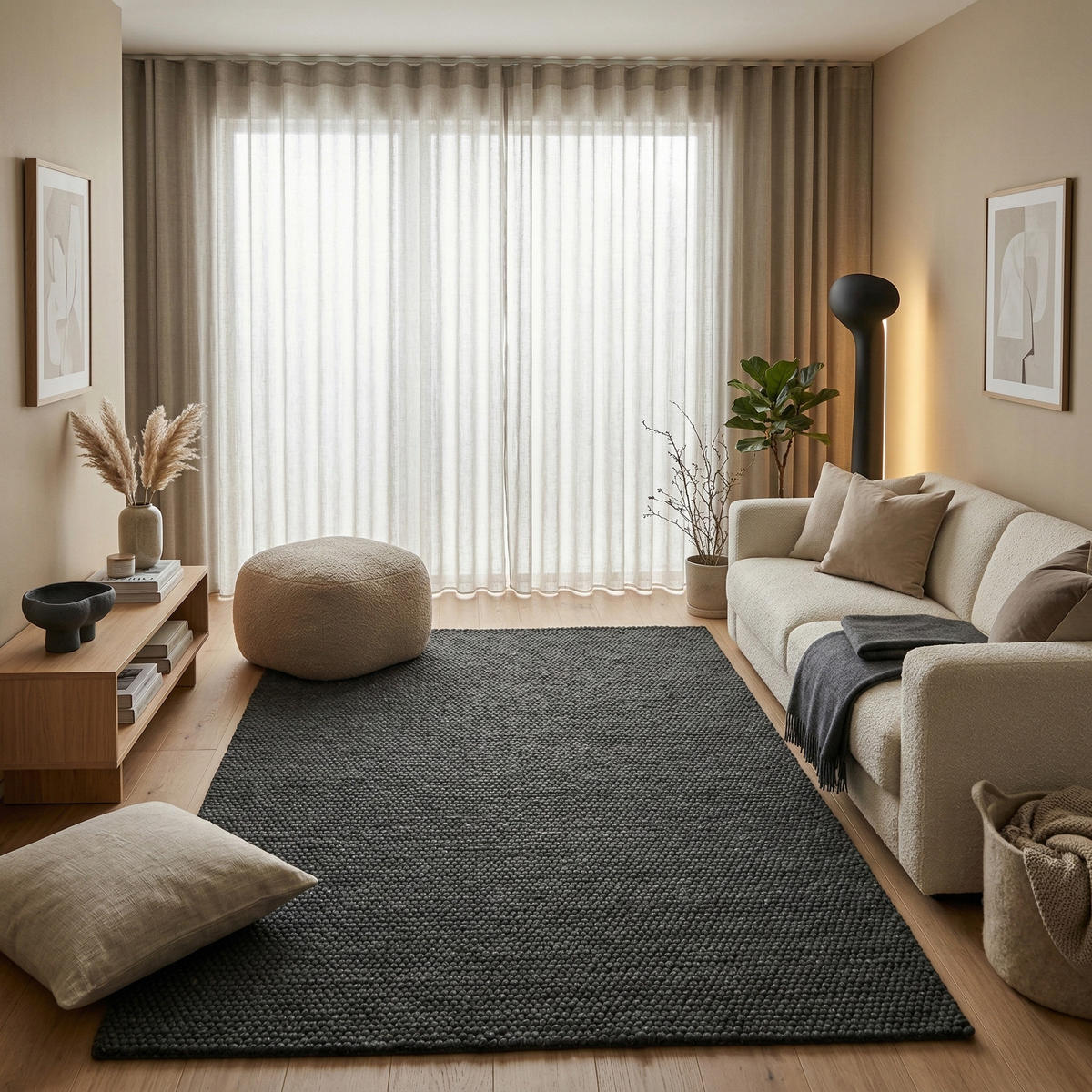 WOLLTEPPICH WOOLY 200/290 cm Anthrazit - Anthrazit, Naturmaterialien (200/290cm) - Consilio Concept