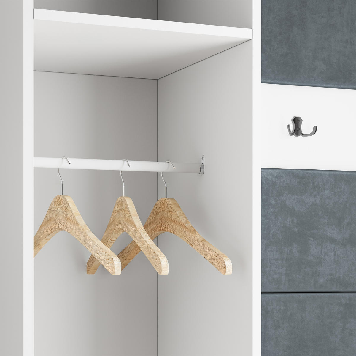 GARDEROBENSCHRANK VIRA 95/181/51 cm Modern Garderobe-Set Eiche Lefkas - Eichefarben/Schwarz, Holzwerkstoff (95/181/51cm) - MASSENO