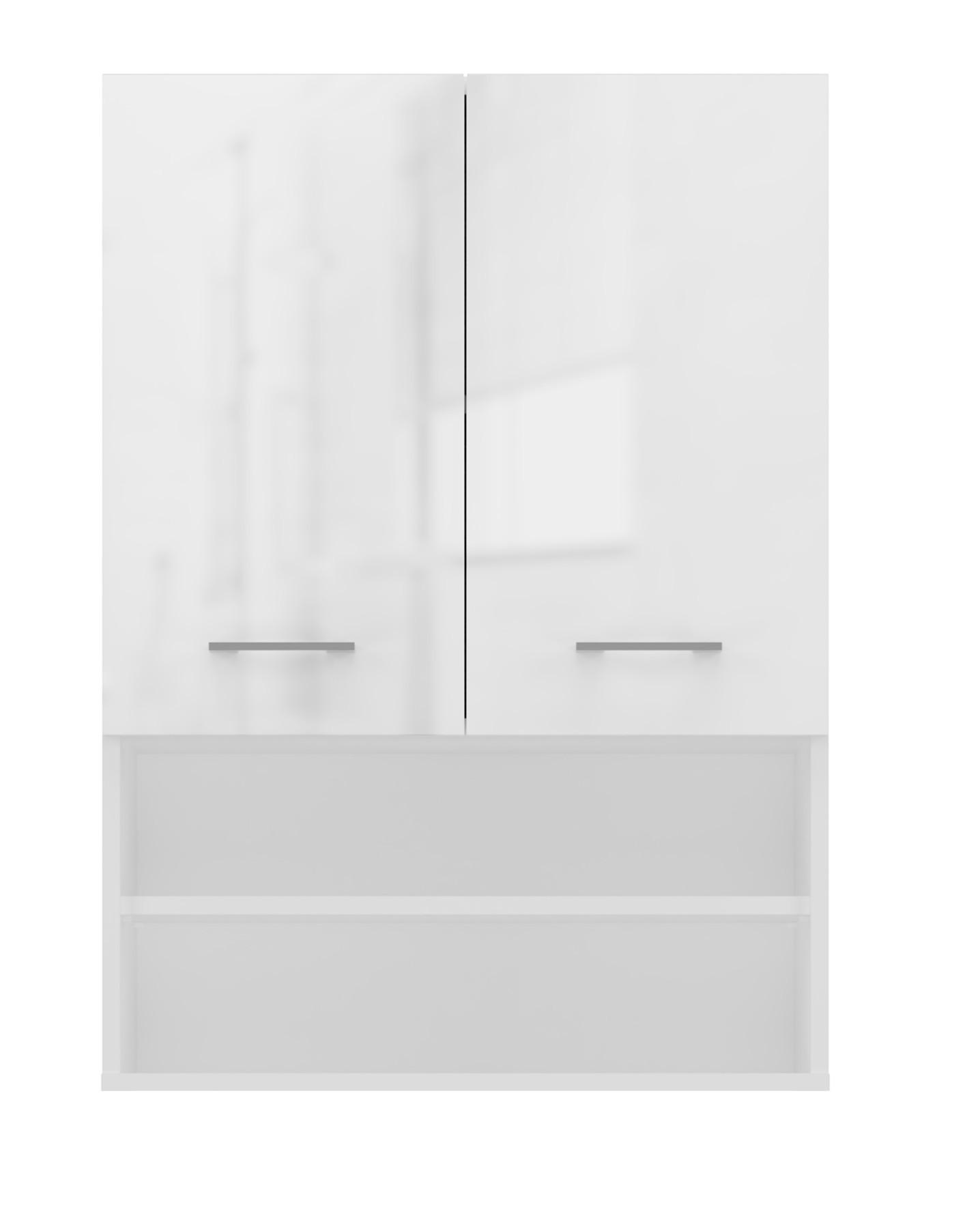 BADEZIMMER-HÄNGESCHRANK POLA MINI DK - WEISS GLÄNZEND - Weiß Hochglanz, Holzwerkstoff (64/90/30cm) - CDF