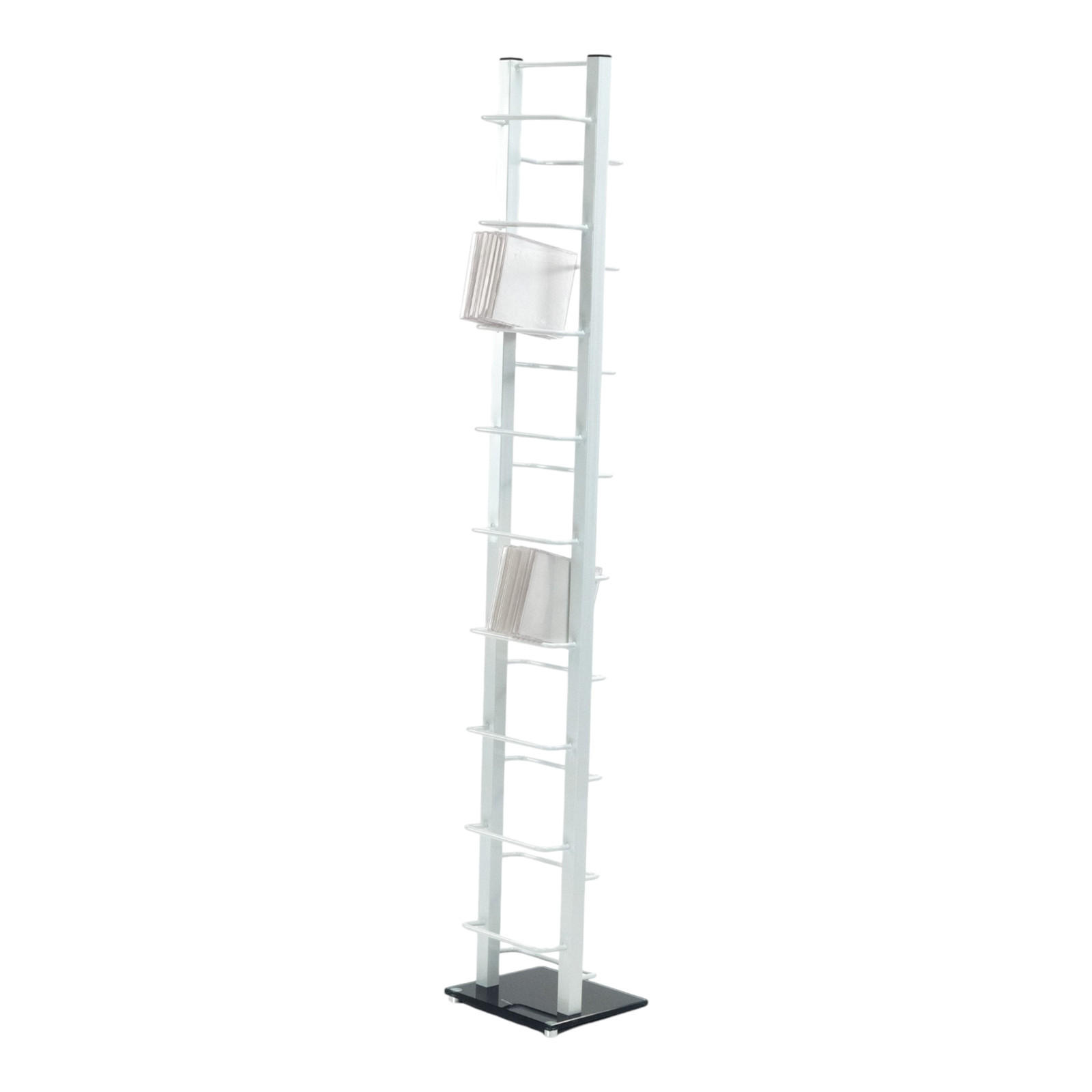 CD-STÄNDER Tower Metall mit Glasfuß, für 126 CDs weiß - Weiß, Kunststoff (20/138/12cm) - DESIGN DELIGHTS