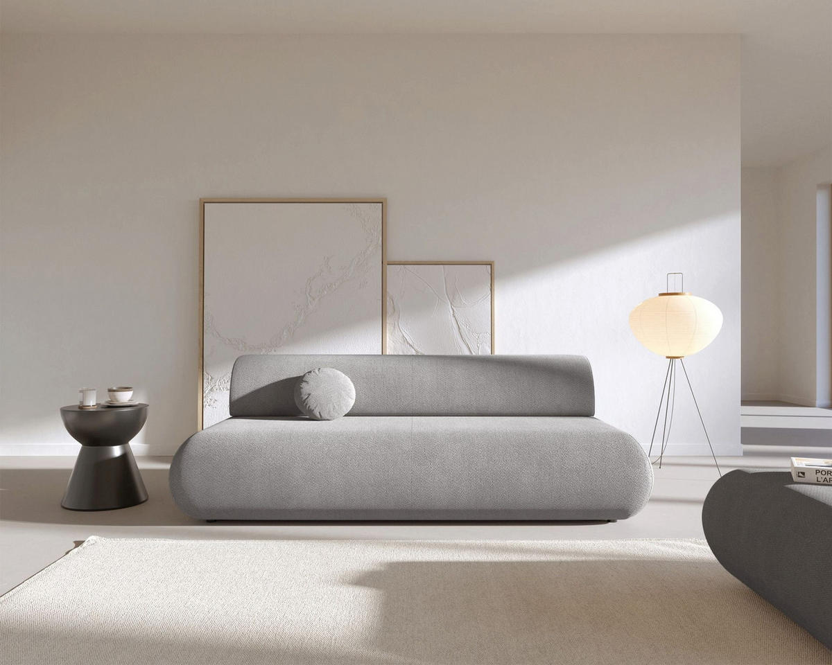 3-SITZER SCHLAFSOFA Grau Chenille - Schwarz/Grau, Kunststoff/Textil (214/74/100cm) - Selsey
