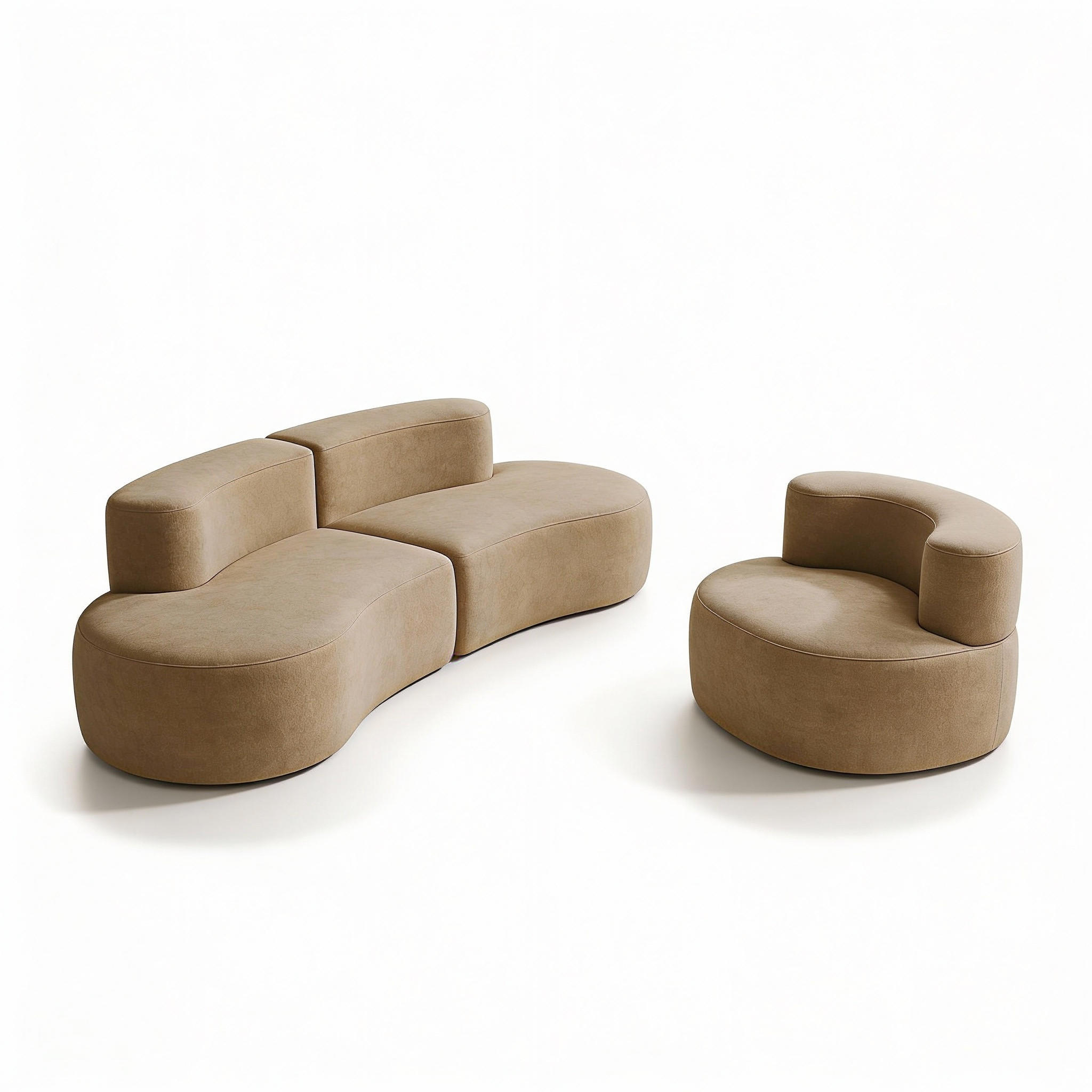 SITZGARNITUR Lounge Sofa und Sessel Sand - Beige, Textil (240/75/102cm) - COCO Living