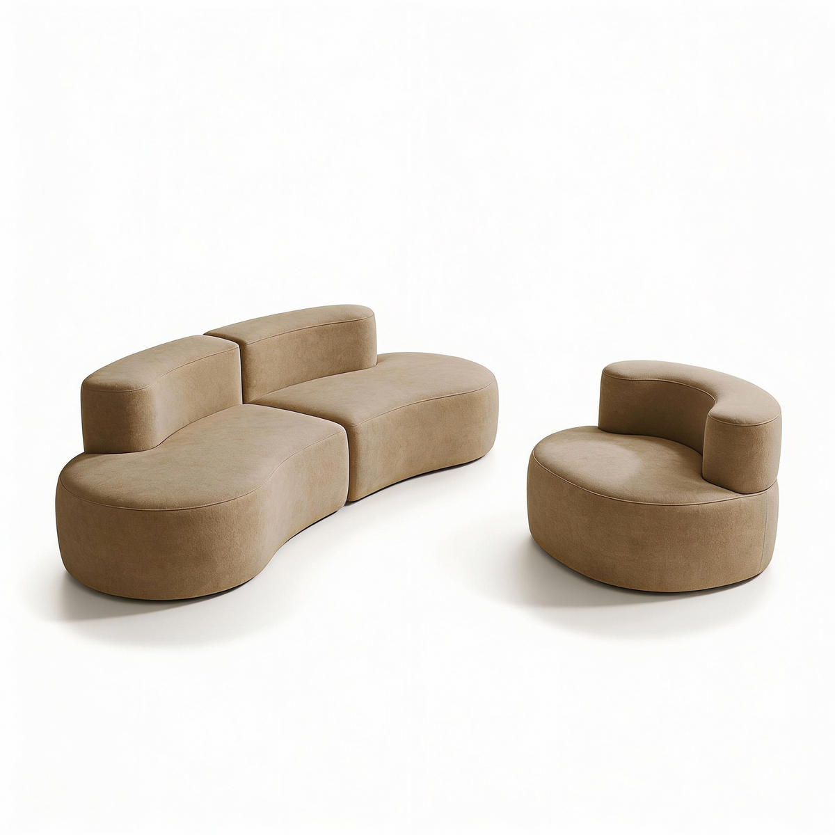 SITZGARNITUR Lounge Sofa und Sessel Sand - Beige, Textil (240/75/102cm) - COCO Living