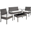 RATTAN SITZGRUPPE Sparta,schlanke Gestelle,grau - Grau, Kunststoff - tectake