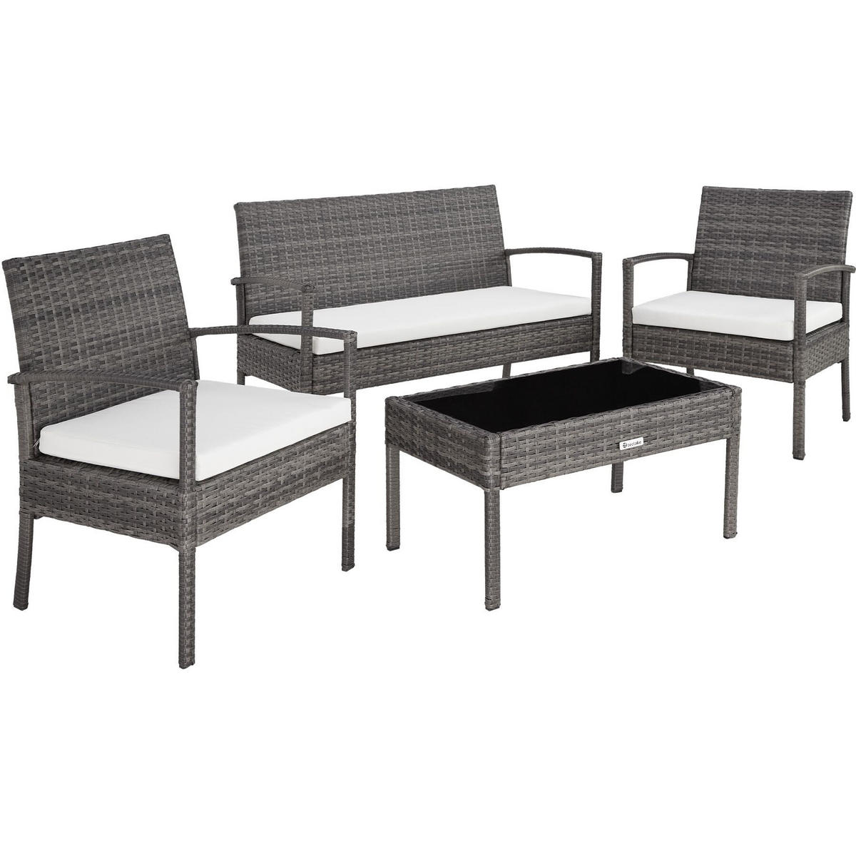 RATTAN SITZGRUPPE Sparta,schlanke Gestelle,grau - Grau, Kunststoff - tectake