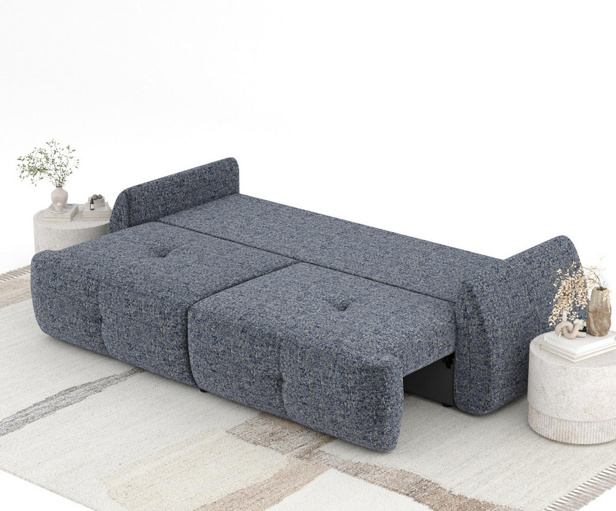 SCHLAFSOFA Loca Marineblau Webstoff - Schwarz/Dunkelblau, Holz/Holzwerkstoff (248/92/103cm) - Maison de Reve