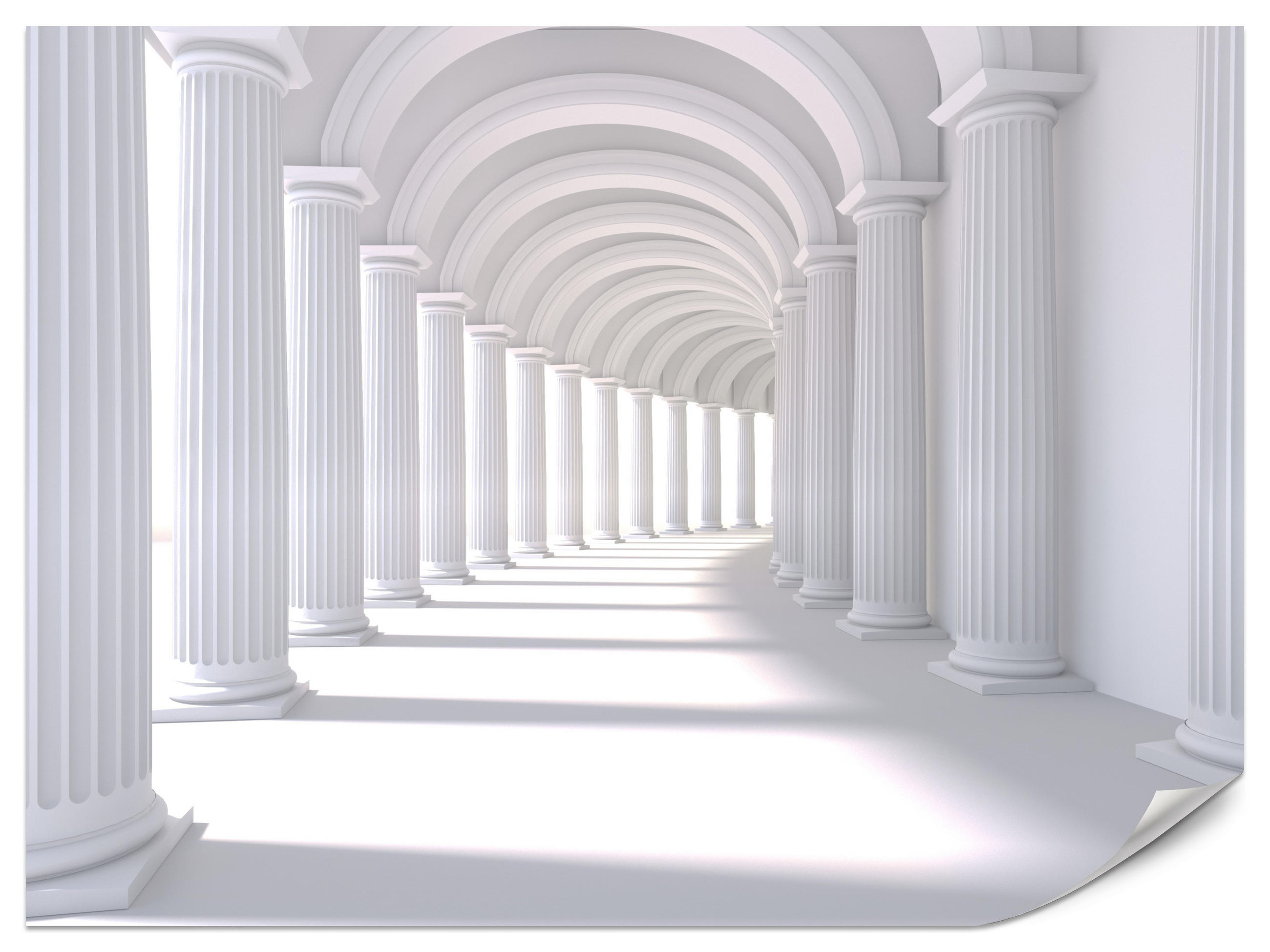 FOTOTAPETE für Wohnzimmer Räumlich Tunnel Historische Säulen 200x140 - Weiß/Grau, Papier (200/140cm) - Muralo