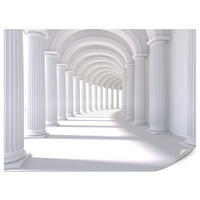 FOTOTAPETE für Wohnzimmer Räumlich Tunnel Historische Säulen 200x140 - Weiß/Grau, Papier (200/140cm) - Muralo