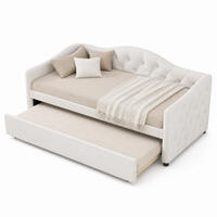 POLSTERBETT 90/200 mit Ausziehbett, Leinenbezug und MDF in Beige - Beige, Holzwerkstoff/Textil (90/200cm) - EVRYAE