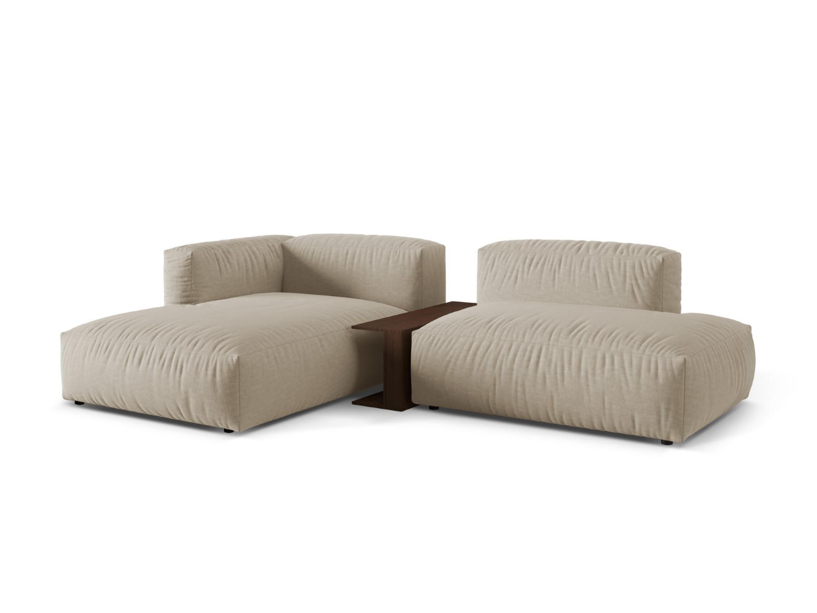 ECKSOFA modular links Martina aus strukturiertem Stoff leichtes beige 2 Sitzplätze - Creme, Textil (176/285cm) - Micadoni