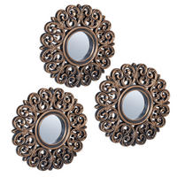 3 x zrkadlá - medená, plast/sklo (25/25/2cm) - Relaxdays