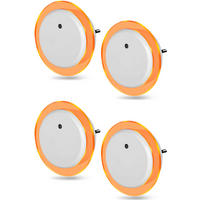 LED-NACHTLICHT - Bernsteinfarben mit Dämmerungssensor und 2 USB-Anschlüssen für Schlafzimmer und Flur, 4er-Set - Weiß, Kunststoff (6.8/9.2/9.2cm) - Northpoint
