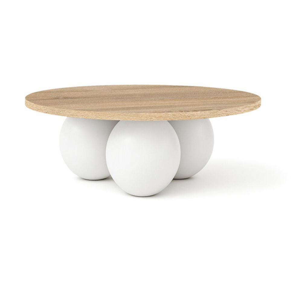 COUCHTISCH BELLY runder 60 cm im modernen Stil (Eiche Sonoma/Weiß) - Weiß/Sonoma Eiche, Holz (60/60/27cm) - Dekori_Interiors