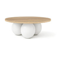 COUCHTISCH BELLY runder 60 cm im modernen Stil (Eiche Sonoma/Weiß) - Weiß/Sonoma Eiche, Holz (60/60/27cm) - Dekori_Interiors